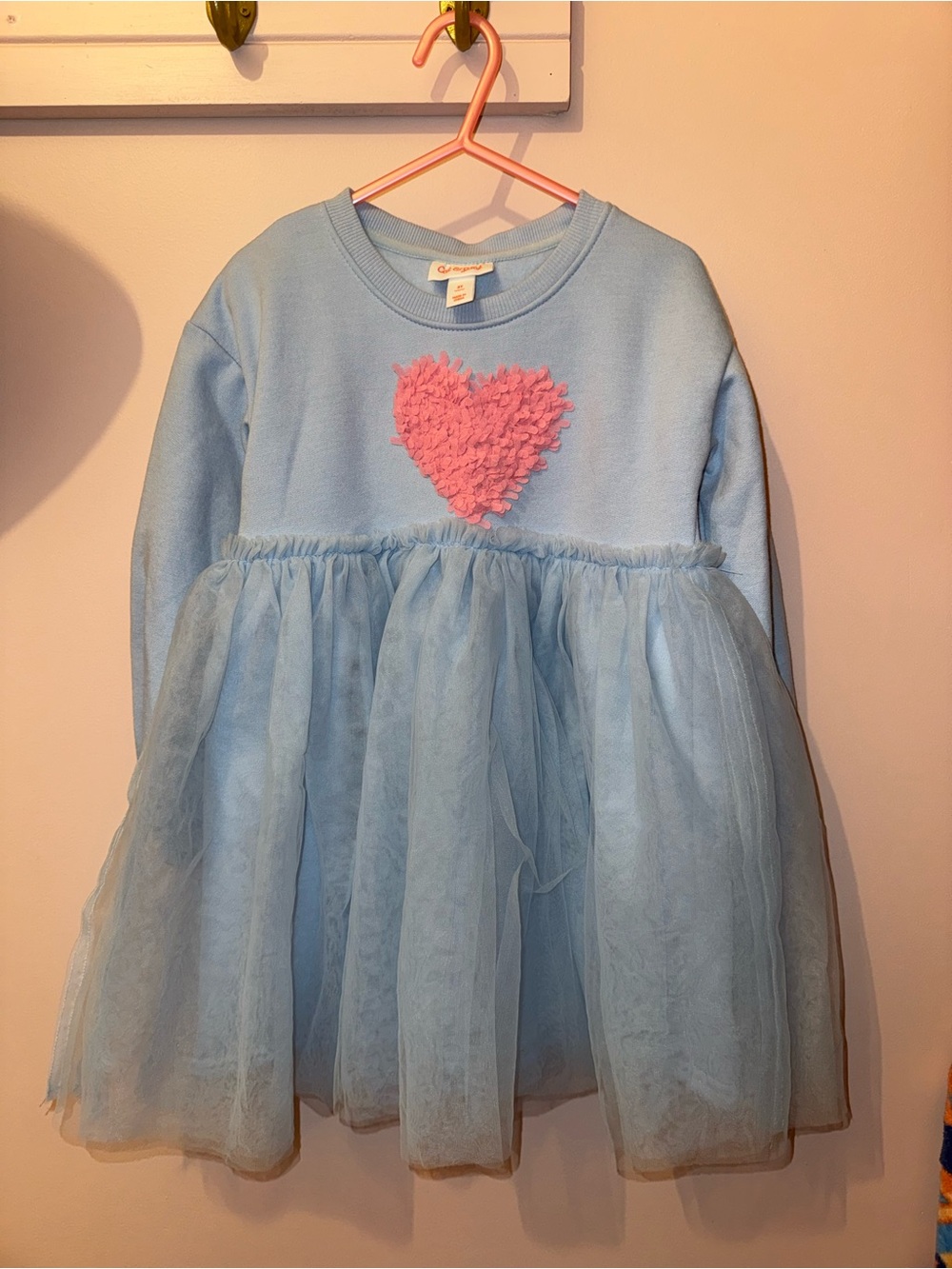 Cat & Jack Light Blue Tulle Dress with Pink Heart